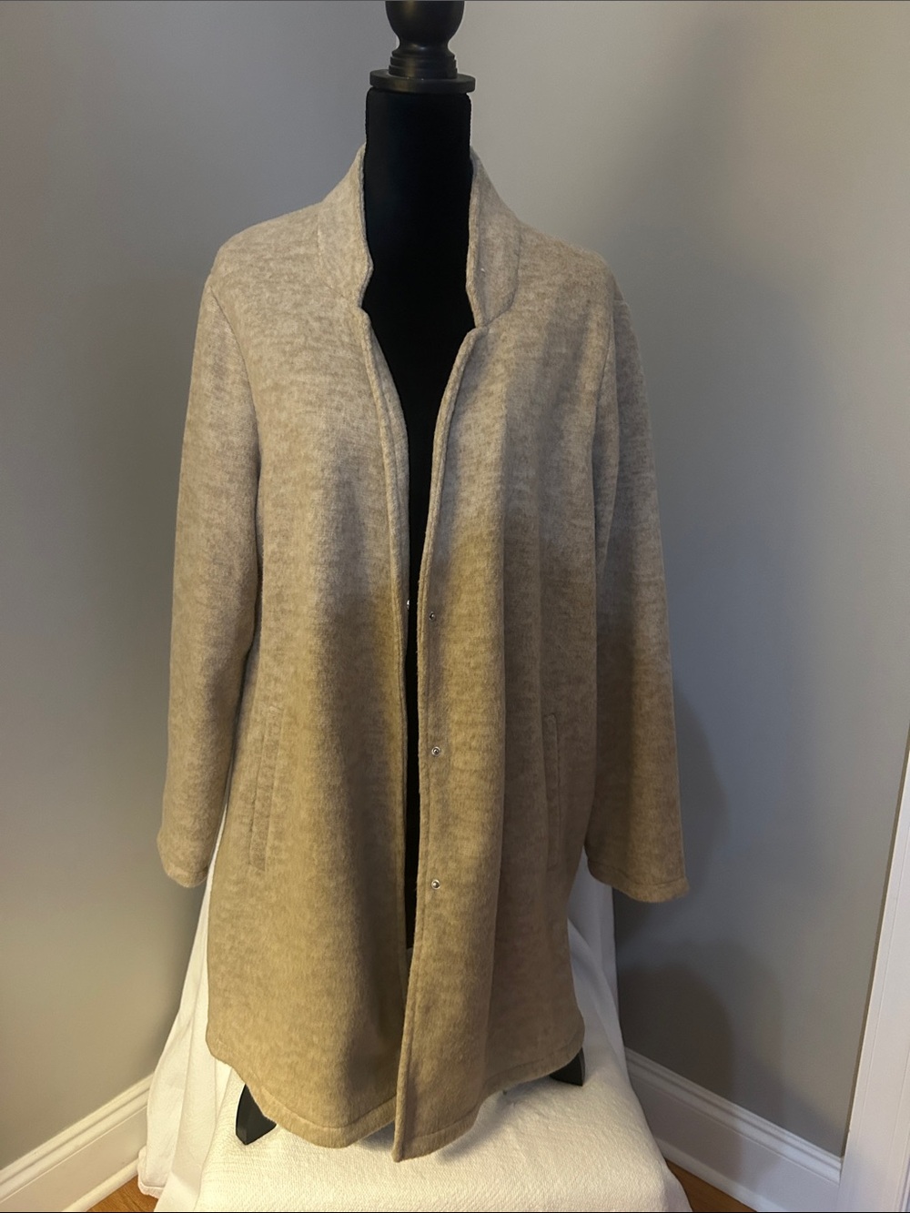Vero Moda Open-Front Long Knit Cardigan - Beige